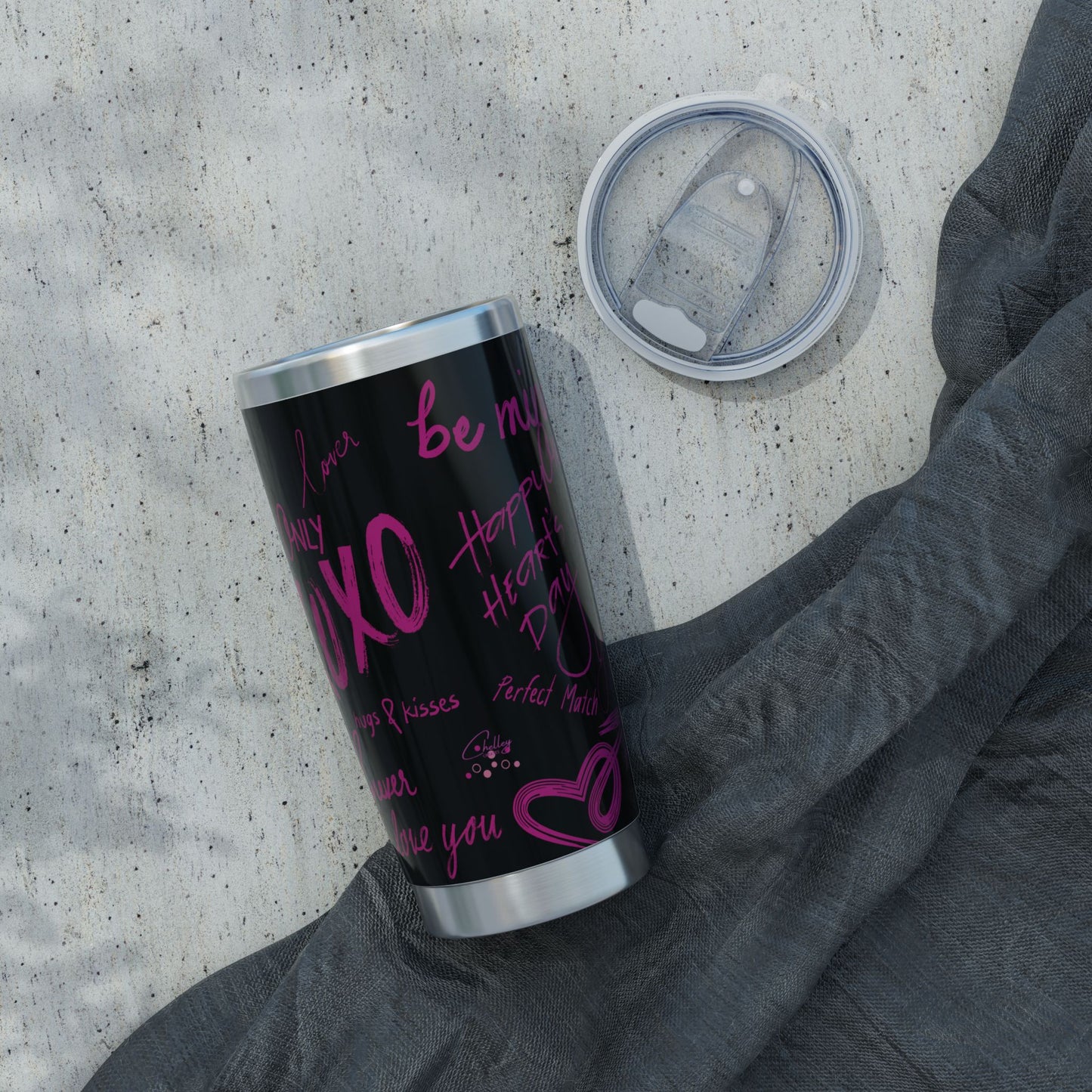 XOXO | Black – Electric Pink Modern Valentine's Typography 20oz Tumbler