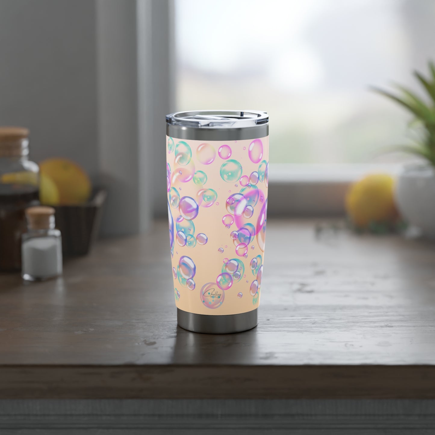 Air Bubble Bliss – Peachlight Drift | 20oz Tumbler (Effortless Calm Collection)