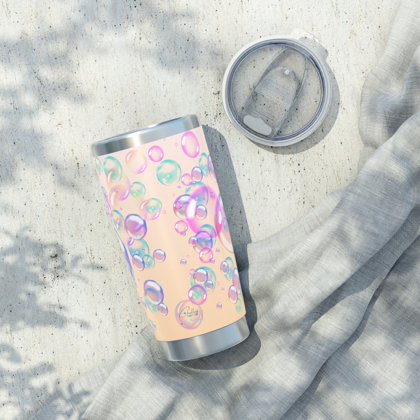 Air Bubble Bliss – Peachlight Drift | 20oz Tumbler (Effortless Calm Collection)