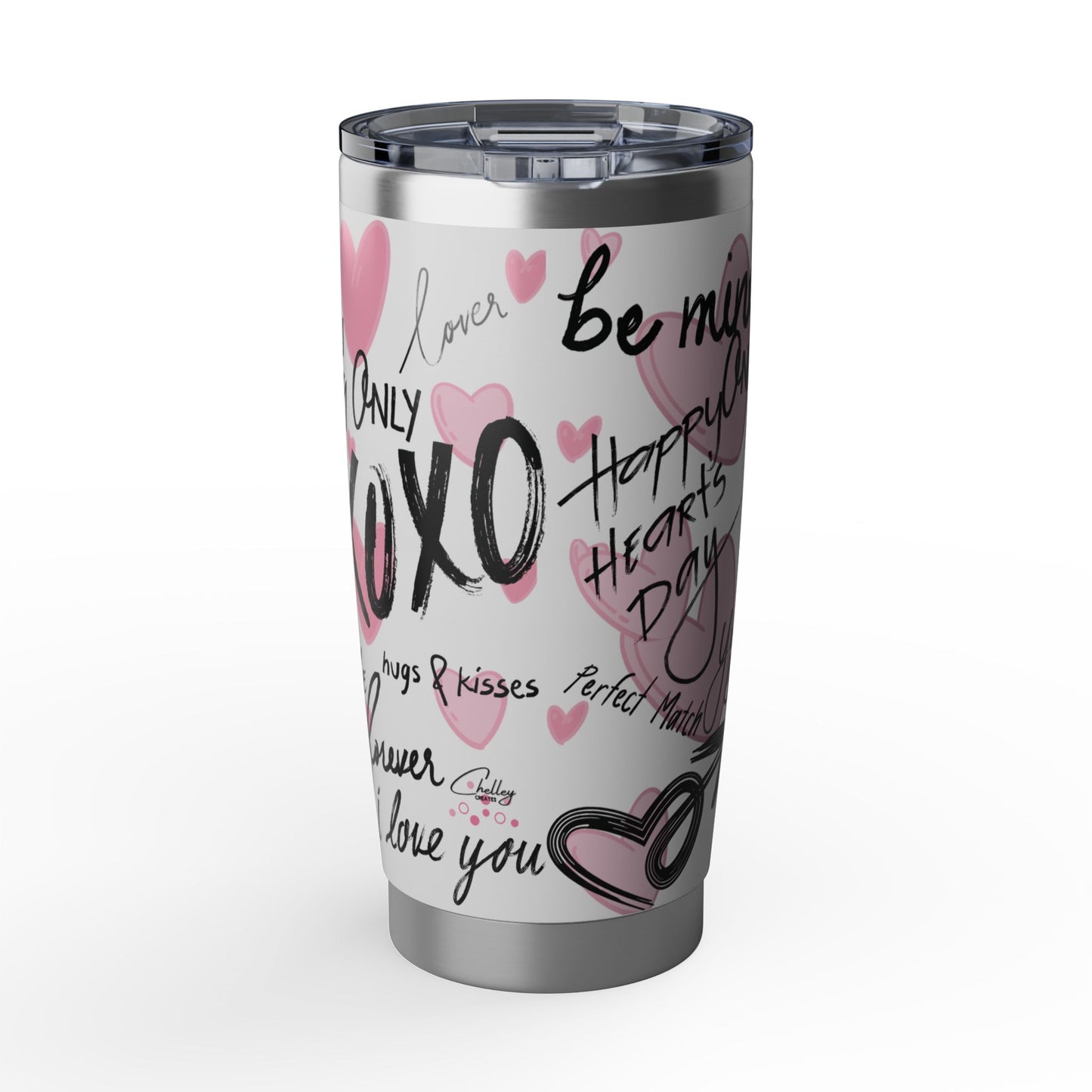 XOXO | White – Hearts Modern Valentine's Typography 20oz Tumbler