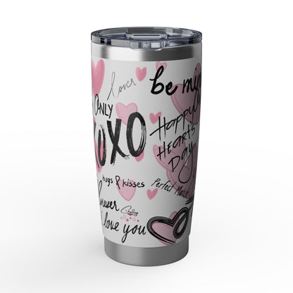 XOXO | White – Hearts Modern Valentine's Typography 20oz Tumbler
