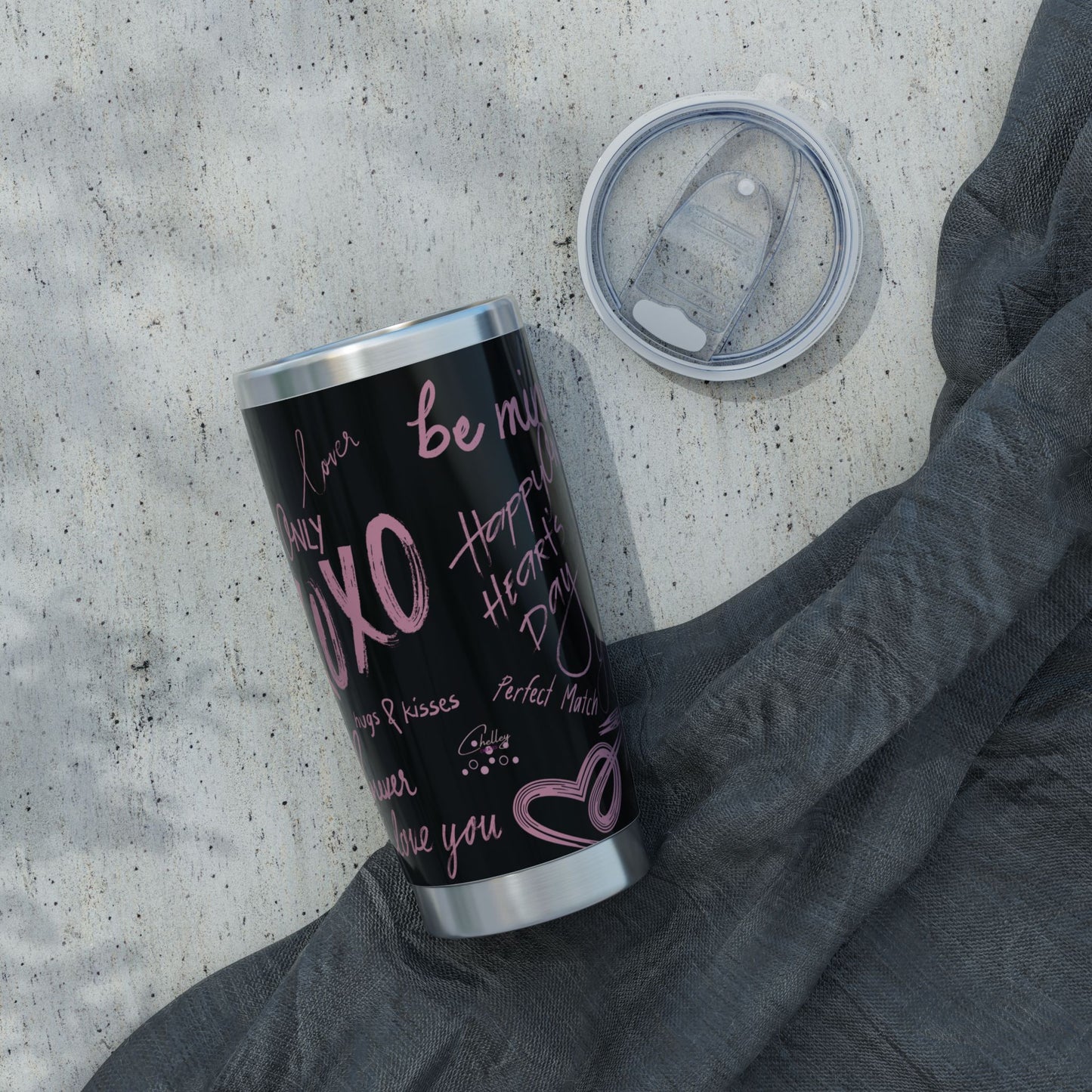 XOXO | Black – Soft Pink Modern Valentine's Typography 20oz Tumbler