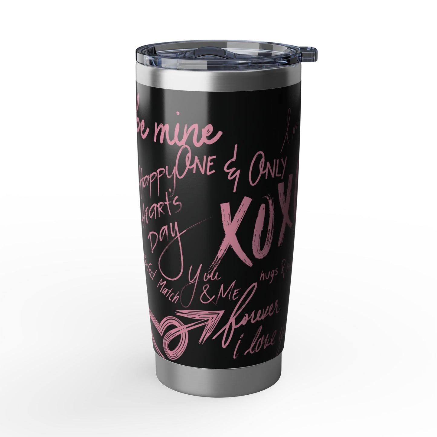 XOXO | Black – Soft Pink Modern Valentine's Typography 20oz Tumbler
