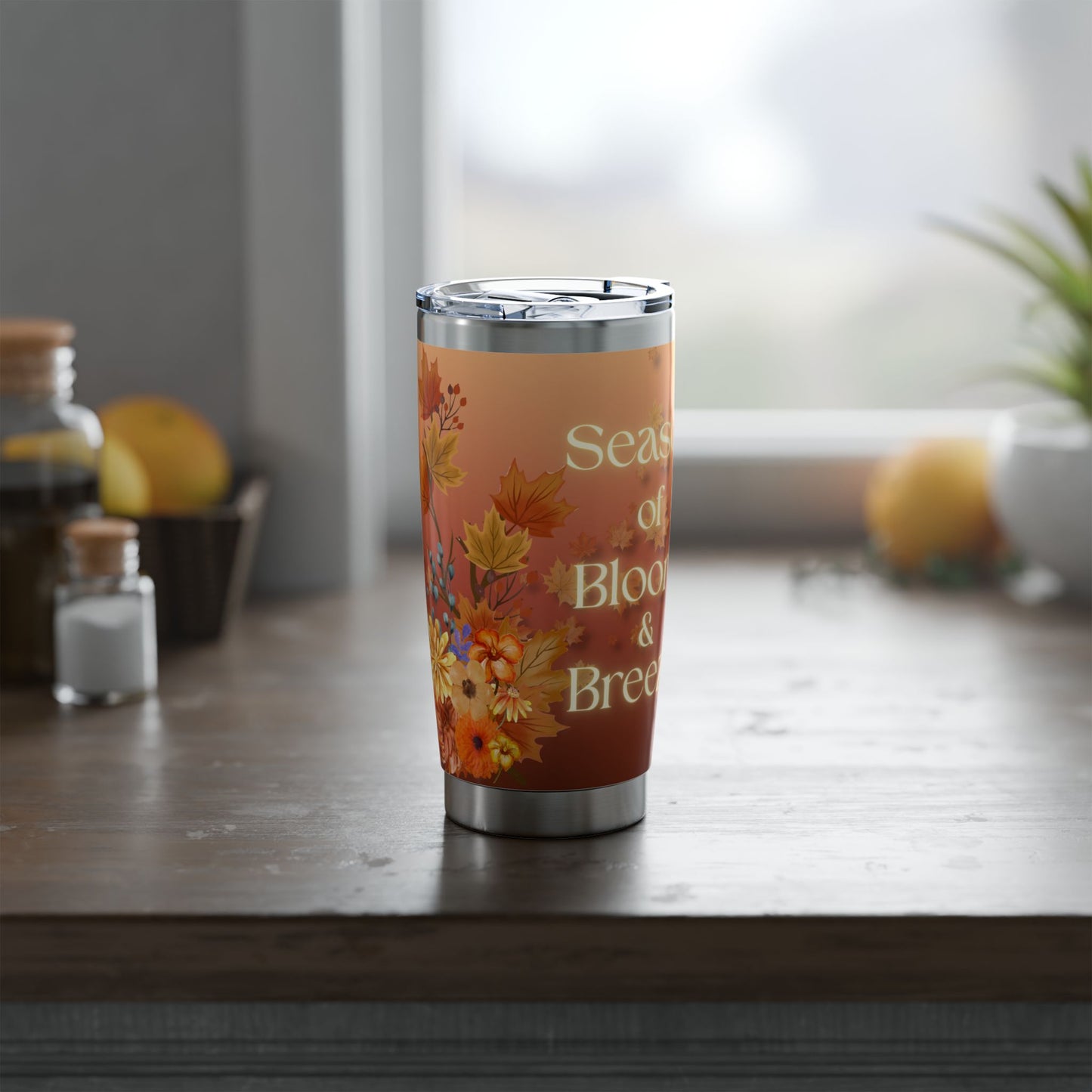 Autumn Blooms 20oz Tumbler — 'Season of Bloom & Breeze' Fall Travel Mug