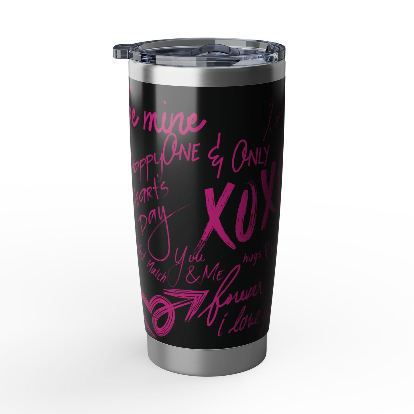 XOXO | Black – Electric Pink Modern Valentine's Typography 20oz Tumbler