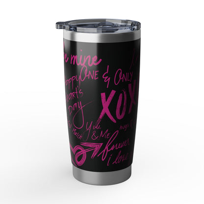 XOXO | Black – Electric Pink Modern Valentine's Typography 20oz Tumbler