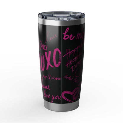 XOXO | Black – Electric Pink Modern Valentine's Typography 20oz Tumbler