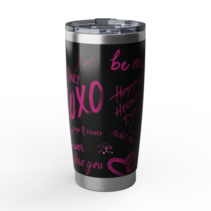 XOXO | Black – Electric Pink Modern Valentine's Typography 20oz Tumbler