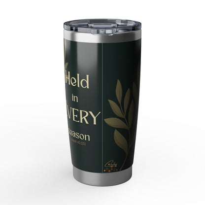 Held in Every Season | Isaiah 41:10 Faith Tumbler Dark Olive