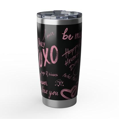 XOXO | Black – Soft Pink Modern Valentine's Typography 20oz Tumbler