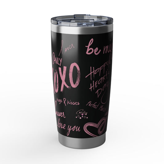 XOXO | Black – Soft Pink Modern Valentine's Typography 20oz Tumbler