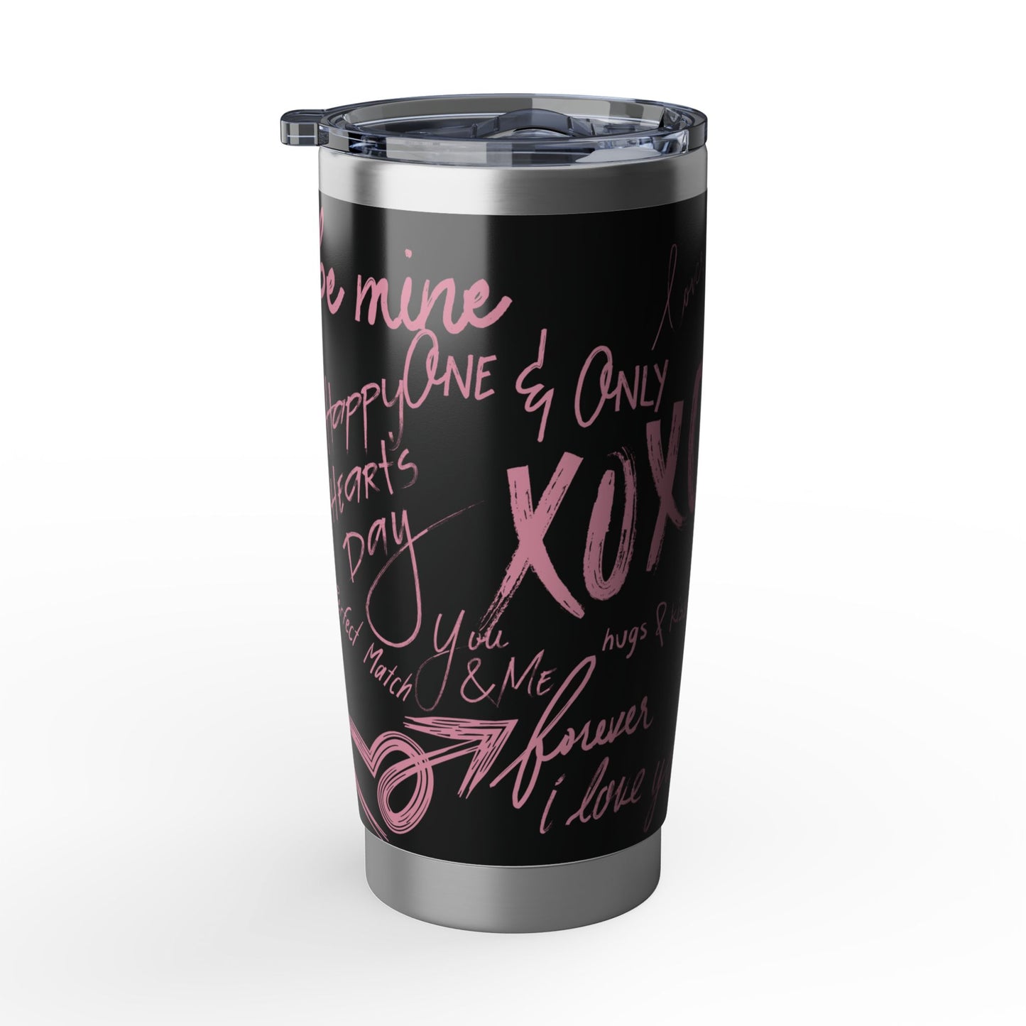 XOXO | Black – Soft Pink Modern Valentine's Typography 20oz Tumbler