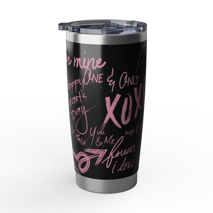 XOXO | Black – Soft Pink Modern Valentine's Typography 20oz Tumbler