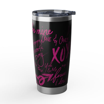 XOXO | Black – Electric Pink Modern Valentine's Typography 20oz Tumbler