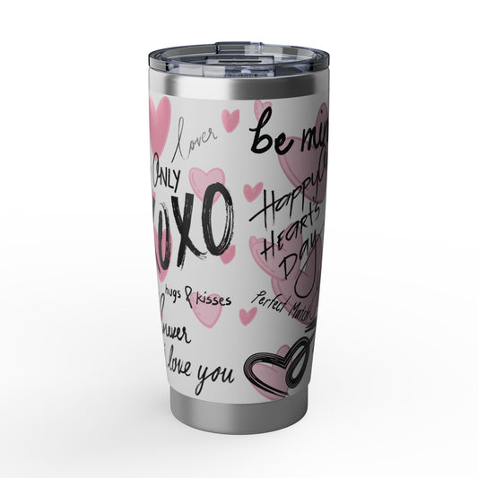 XOXO | White – Hearts Modern Valentine's Typography 20oz Tumbler