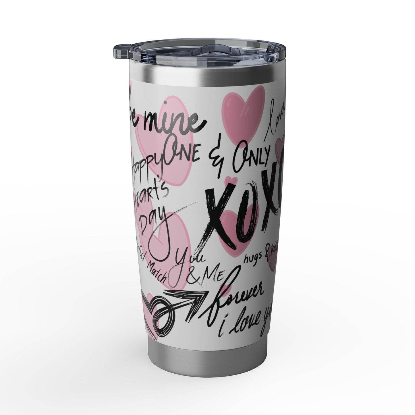 XOXO | White – Hearts Modern Valentine's Typography 20oz Tumbler