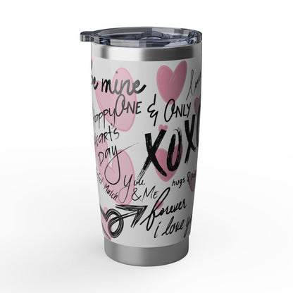 XOXO | White – Hearts Modern Valentine's Typography 20oz Tumbler
