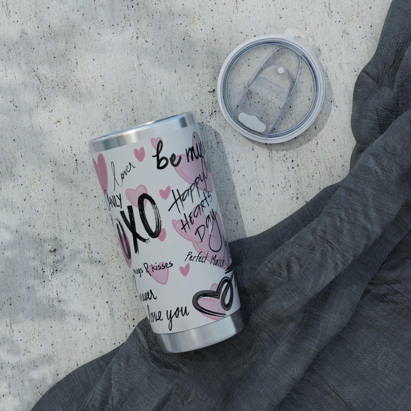 XOXO | White – Hearts Modern Valentine's Typography 20oz Tumbler