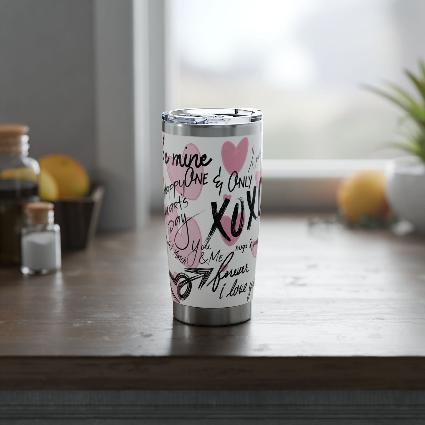 XOXO | White – Hearts Modern Valentine's Typography 20oz Tumbler