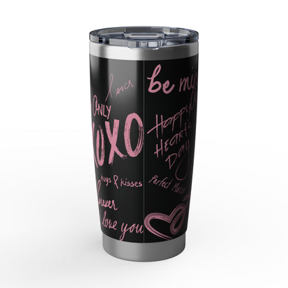 XOXO | Black – Soft Pink Modern Valentine's Typography 20oz Tumbler