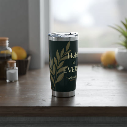 Held in Every Season | Isaiah 41:10 Faith Tumbler Dark Olive